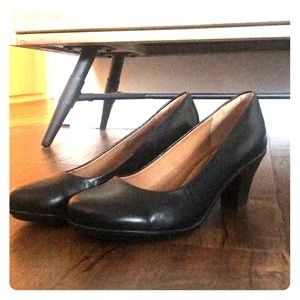 Black Sofft comfortable high heels shiny